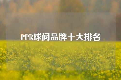 PPR球阀品牌十大排名