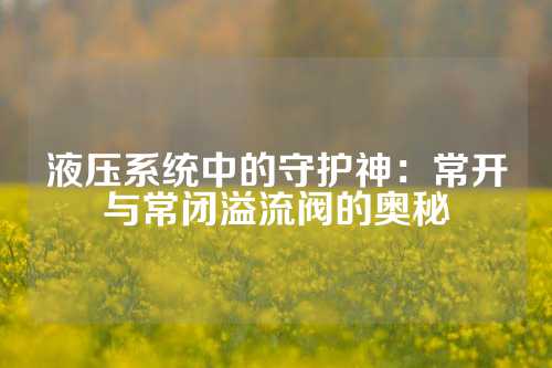 液压系统中的守护神：常开与常闭溢流阀的奥秘