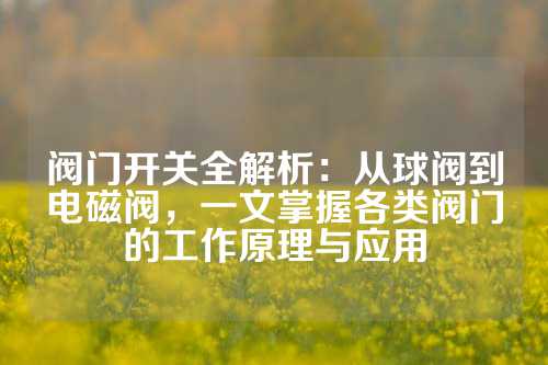 阀门开关全解析：从球阀到电磁阀，一文掌握各类阀门的工作原理与应用