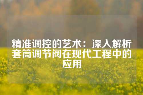 精准调控的艺术：深入解析套筒调节阀在现代工程中的应用