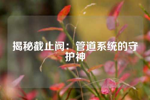 揭秘截止阀：管道系统的守护神