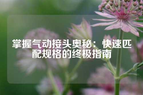 掌握气动接头奥秘：快速匹配规格的终极指南